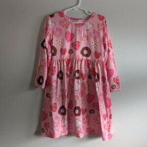 *5/$25* Girl's Pink Valentine Heart Donut Long Sleeve Dress - Size 5/6